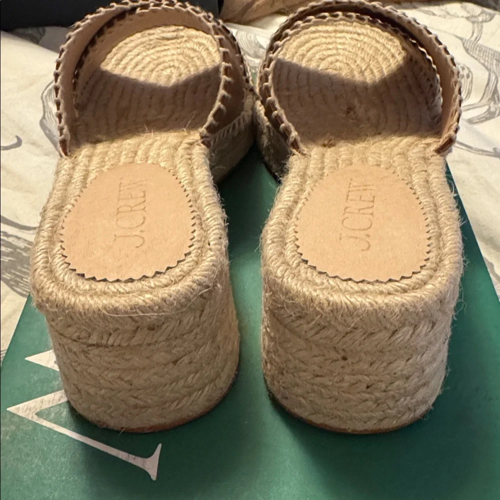 J.Crew Made-in-Spain block-heel espadrilles shoes in leather CJ765